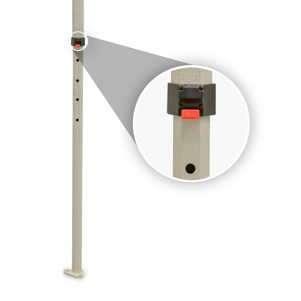 Poteaux réglables par cran d'arrêt sur 4 niveaux, pieds en acier