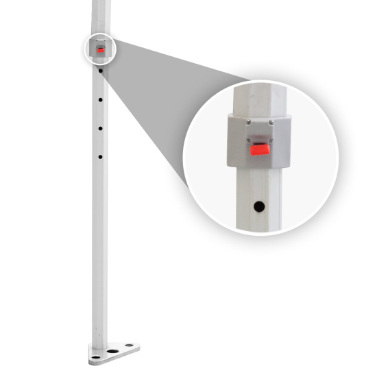 Hauteur de passage réglable sur 5 niveaux, verrouillage par levier (mécanisme à ressort)