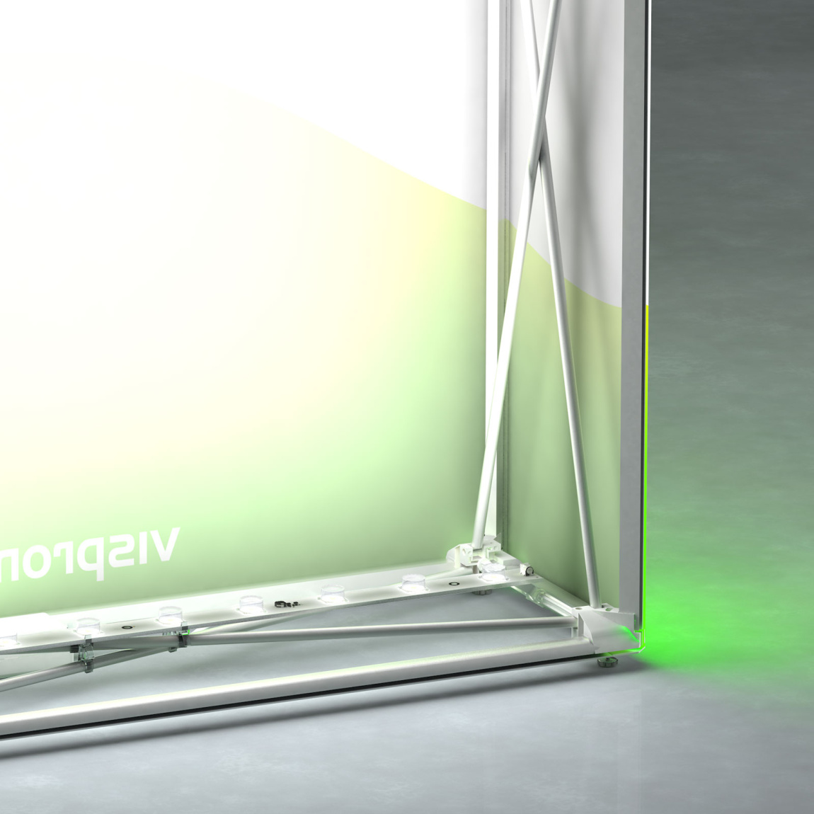 Pop Up LED : détail de la structure en treillis avec barres LED