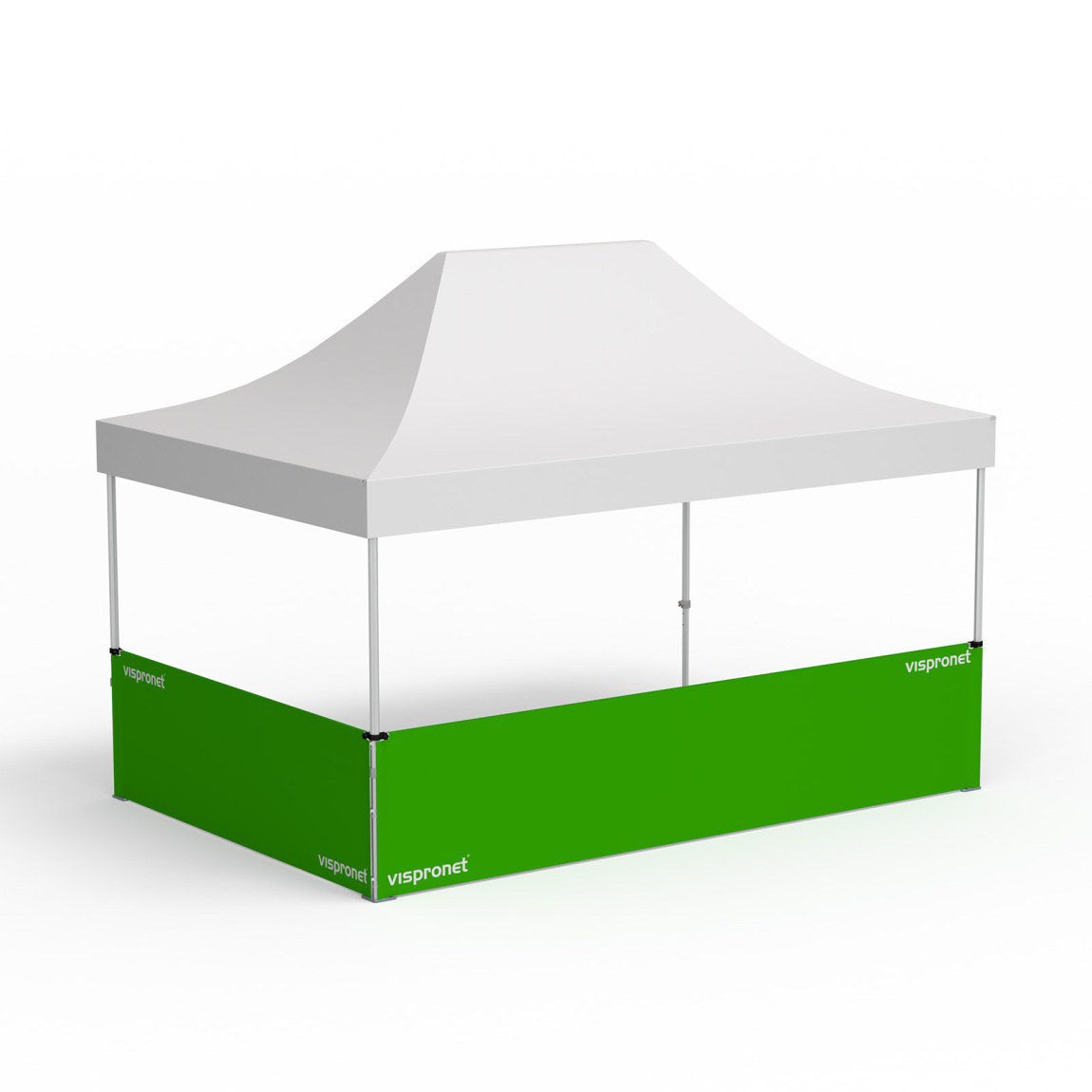 Pavillon pliable Select, exemple avec 2 cloisons mi-hauteur