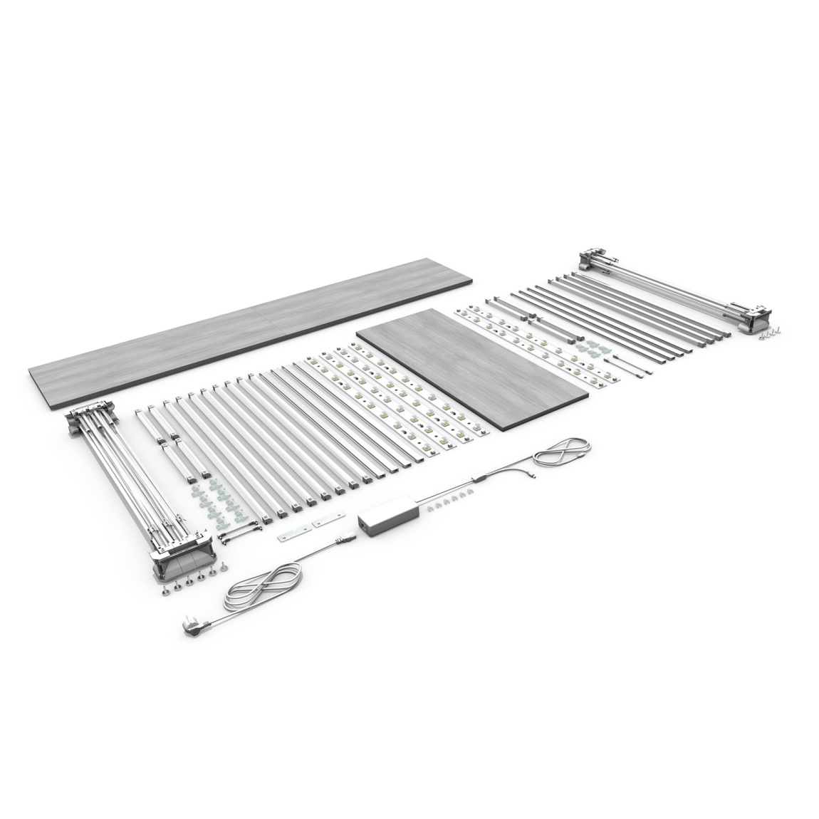 Comptoir publicitaire LED version d’angle – contenu de la livraison