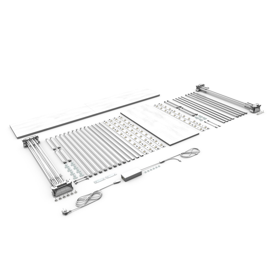 Comptoir publicitaire LED version d’angle – contenu de la livraison