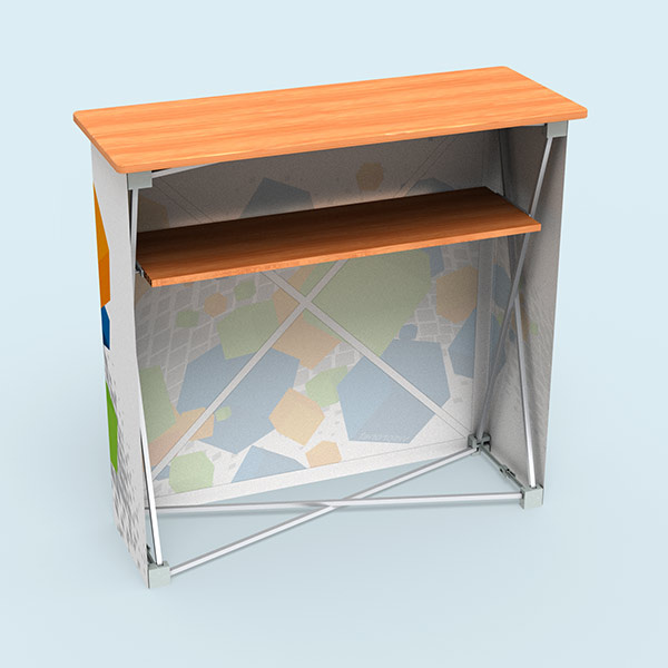 Comptoir de promotion scratch, côté arrière avec plancher intermédiaire de rangement (hêtre)