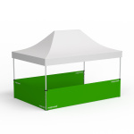 Tente pliante, exemple avec 3 parois mi-hautes