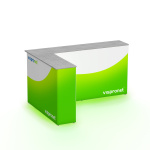 Comptoir publicitaire LED angle droit – imprimé tout autour, vue arrière