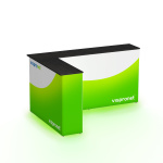 Comptoir publicitaire LED angle droit – imprimé tout autour, vue arrière