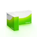 Comptoir publicitaire LED angle droit – imprimé tout autour, vue arrière