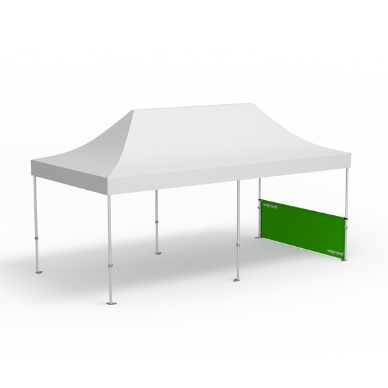 Tente pliante, exemple avec 1 paroi mi-haute de 4 m