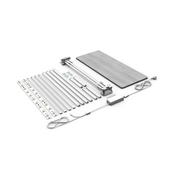 Comptoir publicitaire LED 1x1 – contenu de la livraison