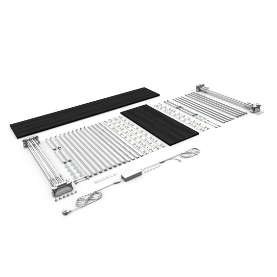 Comptoir publicitaire LED version d’angle – contenu de la livraison