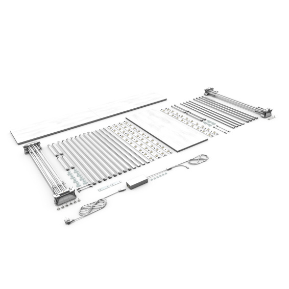 Comptoir publicitaire LED version d’angle – contenu de la livraison