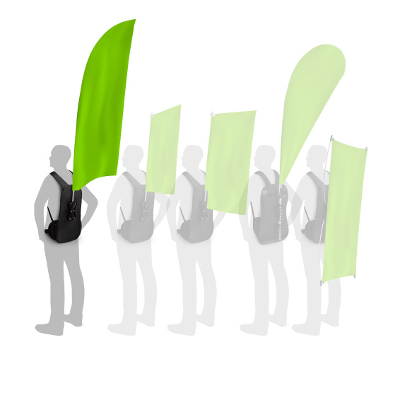 Sac à dos promotionnel Bowflag® goutte ainsi que d’autres formes