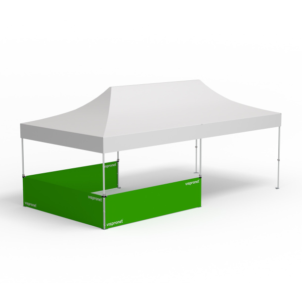 Tente pliante Select, exemple avec 3 parois mi-hautes