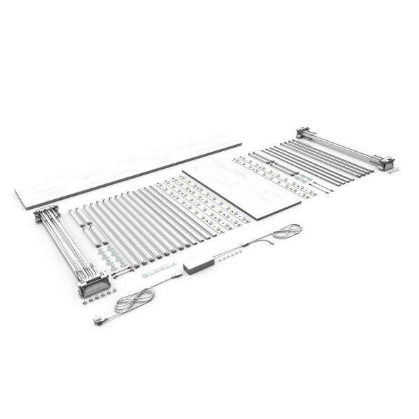 Comptoir publicitaire LED version d’angle – contenu de la livraison