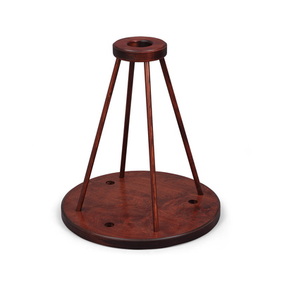 Socle porte-drapeaux triple, bois foncé