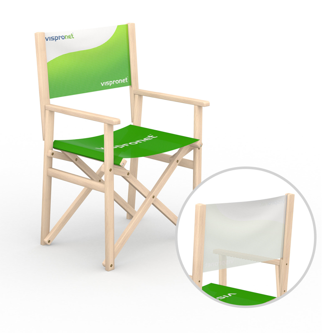 Fauteuil réalisateur, dossier non doublé, impression sur le devant