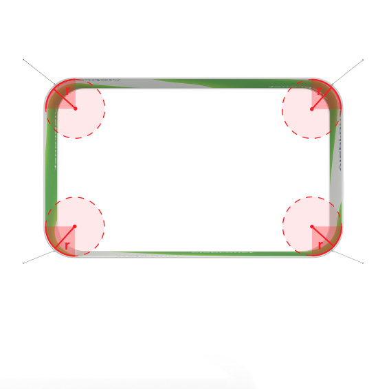 Suspension rectangulaire à coins arrondis, profilé aluminium - Radius 50 cm