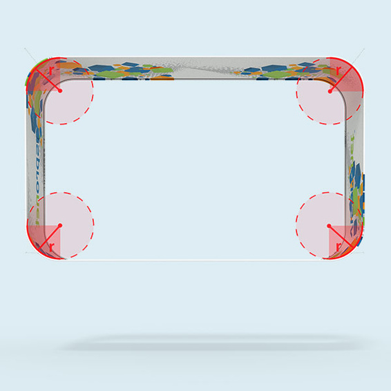 Enseigne suspendue rectangle arrondi - rayon de 50 cm