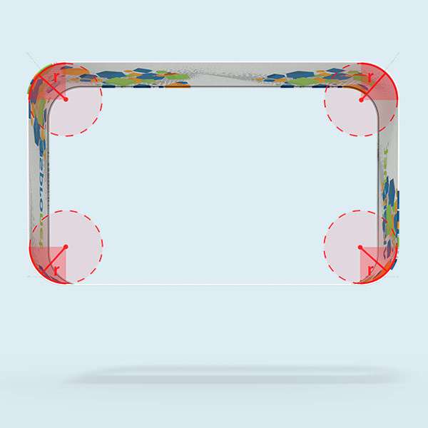 Enseigne suspendue rectangle arrondi - rayon de 50 cm