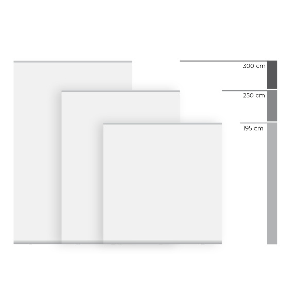 Roll Up Basic XL, visuels pour 3 hauteurs : 300 cm, 250 cm, 195 cm