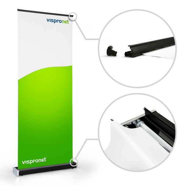 Fixation du visuel en haut & en bas grâce aux baguettes de serrage