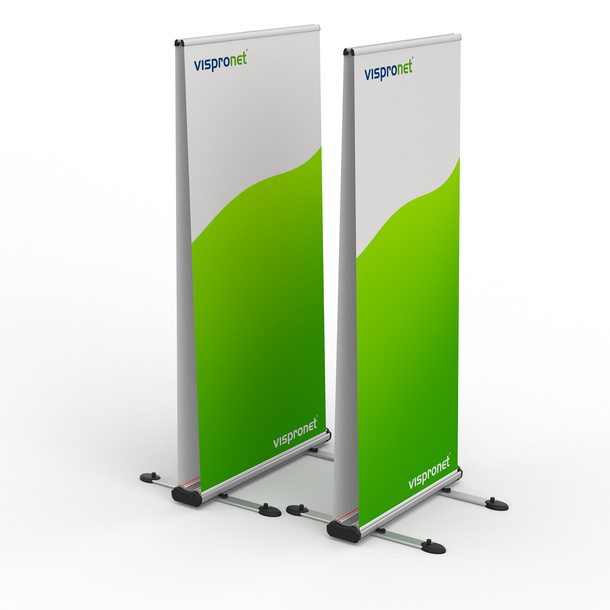Présentoir Roll Up Select Outdoor, double face, tableau des dimensions