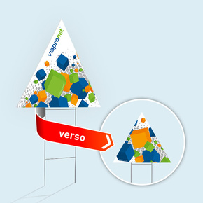 Panneau de jardin - triangle, pointe en haut, impression recto verso