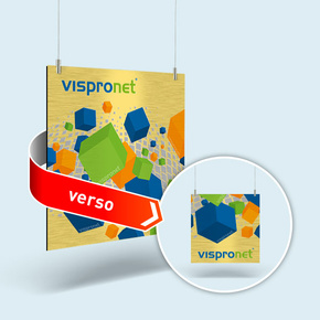 Panneau publicitaire en aluminium composite, couleur or brossé - format carré, imprimé recto-verso