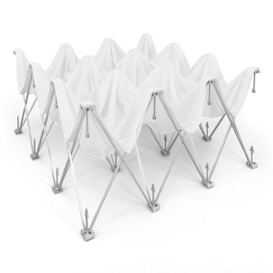 Scherengittersystem aus Aluminium, Befestigung Druckteil mit Klettband