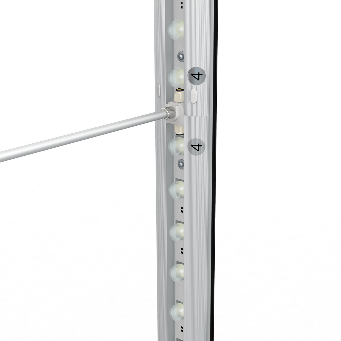 Mur d'exposition Lightbox click, fixation de la tige de support