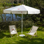 Combinaison parfaite en beige: parasol Ø 250 cm et chaise longue avec impression DTF partielle ou toile unie
