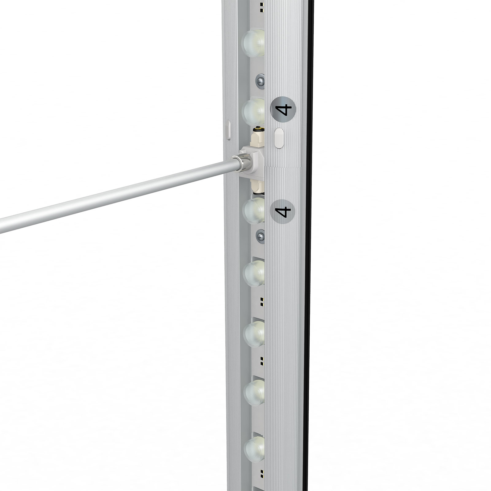 Mur d'exposition Lightbox click, fixation de la tige de support