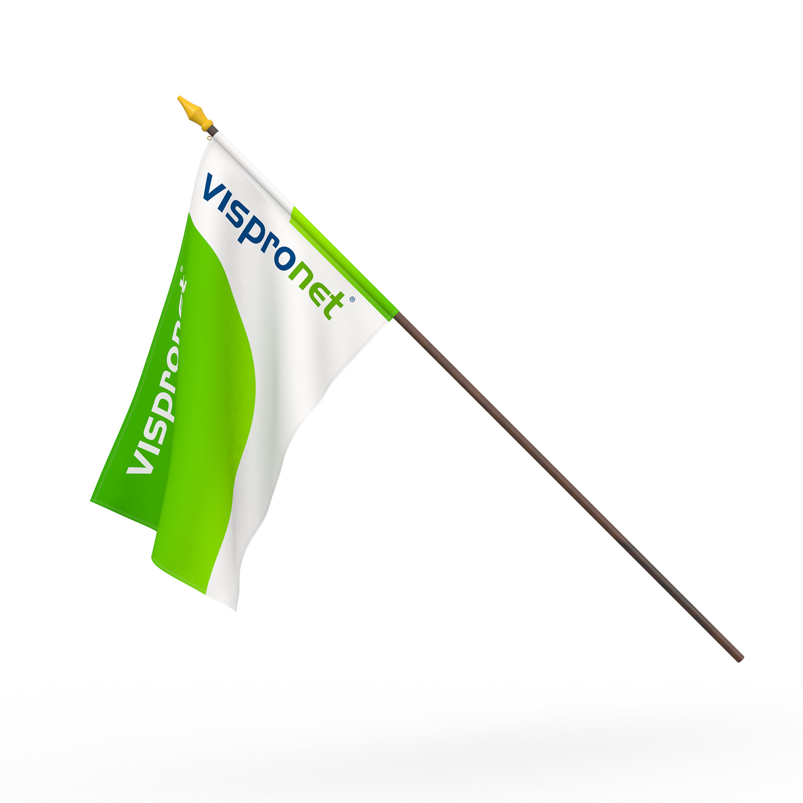 Drapeau à agiter, double couche avec impression différente recto-verso, verso