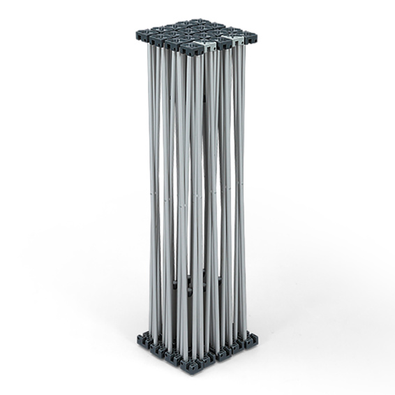 Système accordéon 3 x 3 replié pour un transport compact