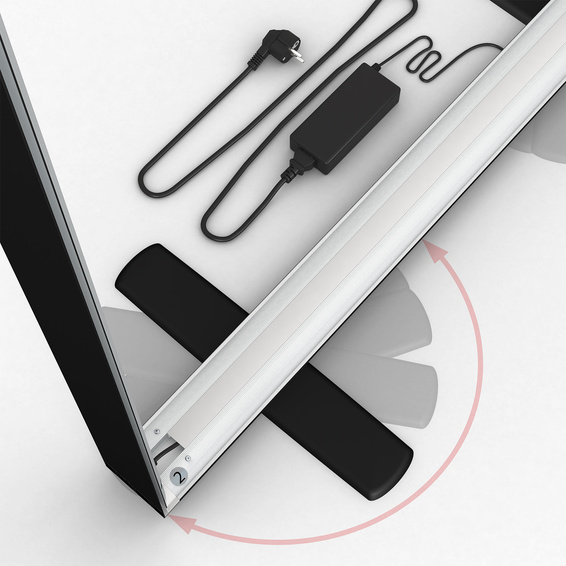 Mur d'exposition Lightbox click, détail: pied pivotant