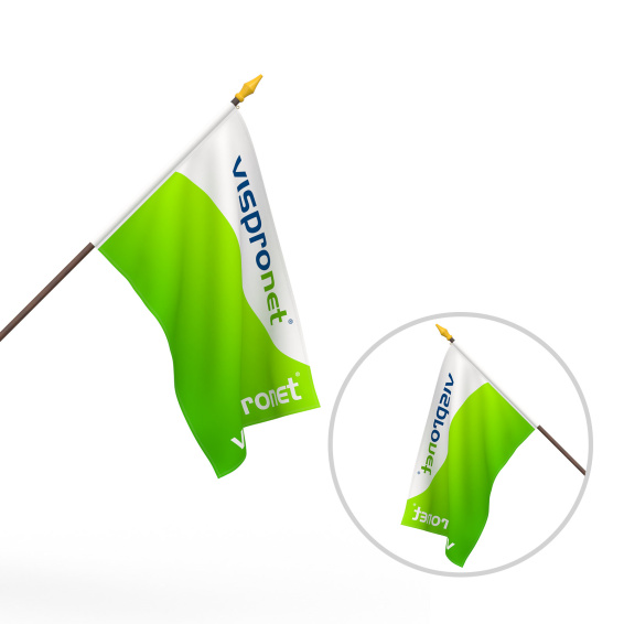 Drapeau à agiter, une couche avec un visuel visible jusqu'à 100 % au verso (selon le matériau)