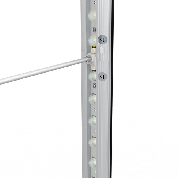 Mur d'exposition Lightbox click, fixation de la tige de support