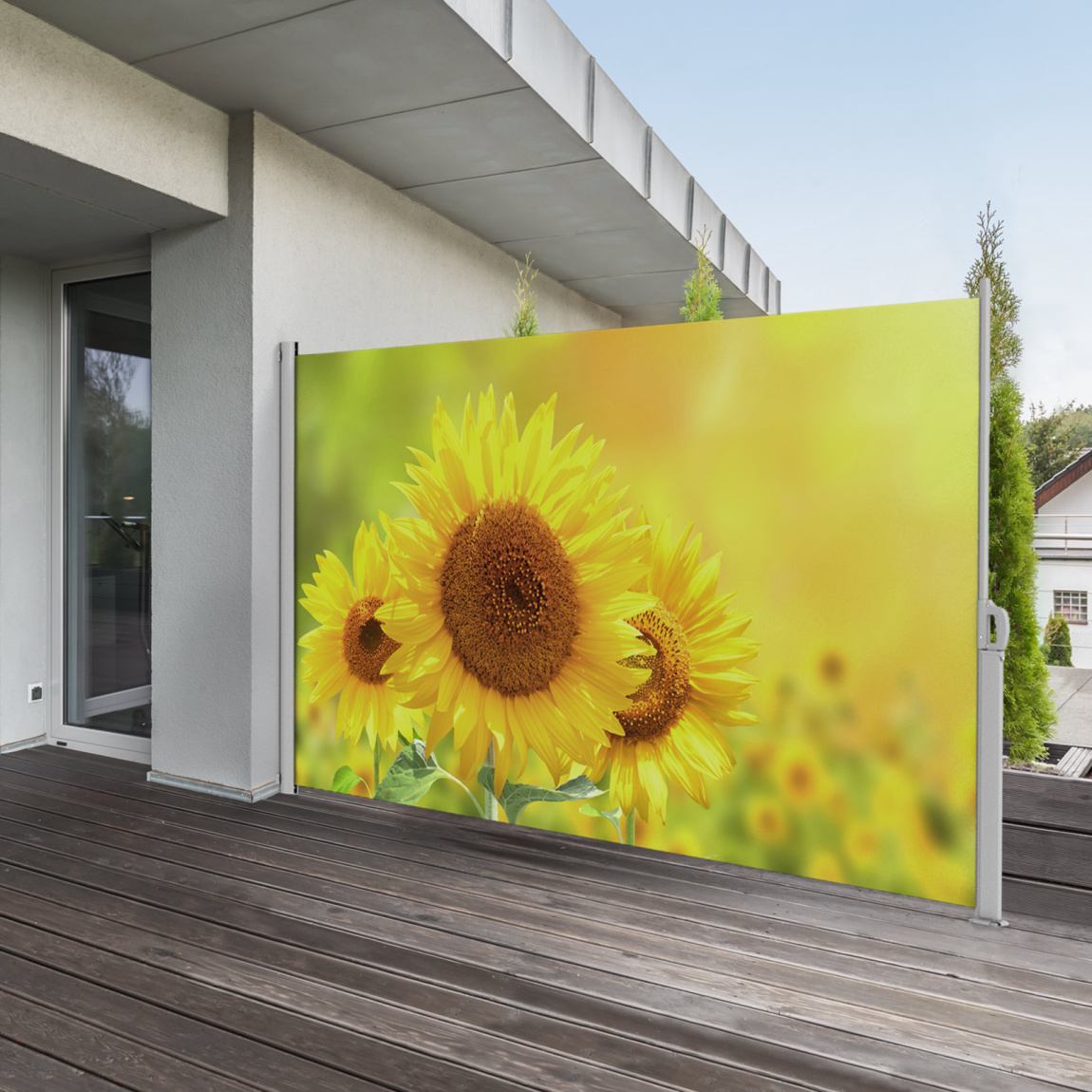 Store enroulable, cassette montable sur mur, visuel à recto gauche