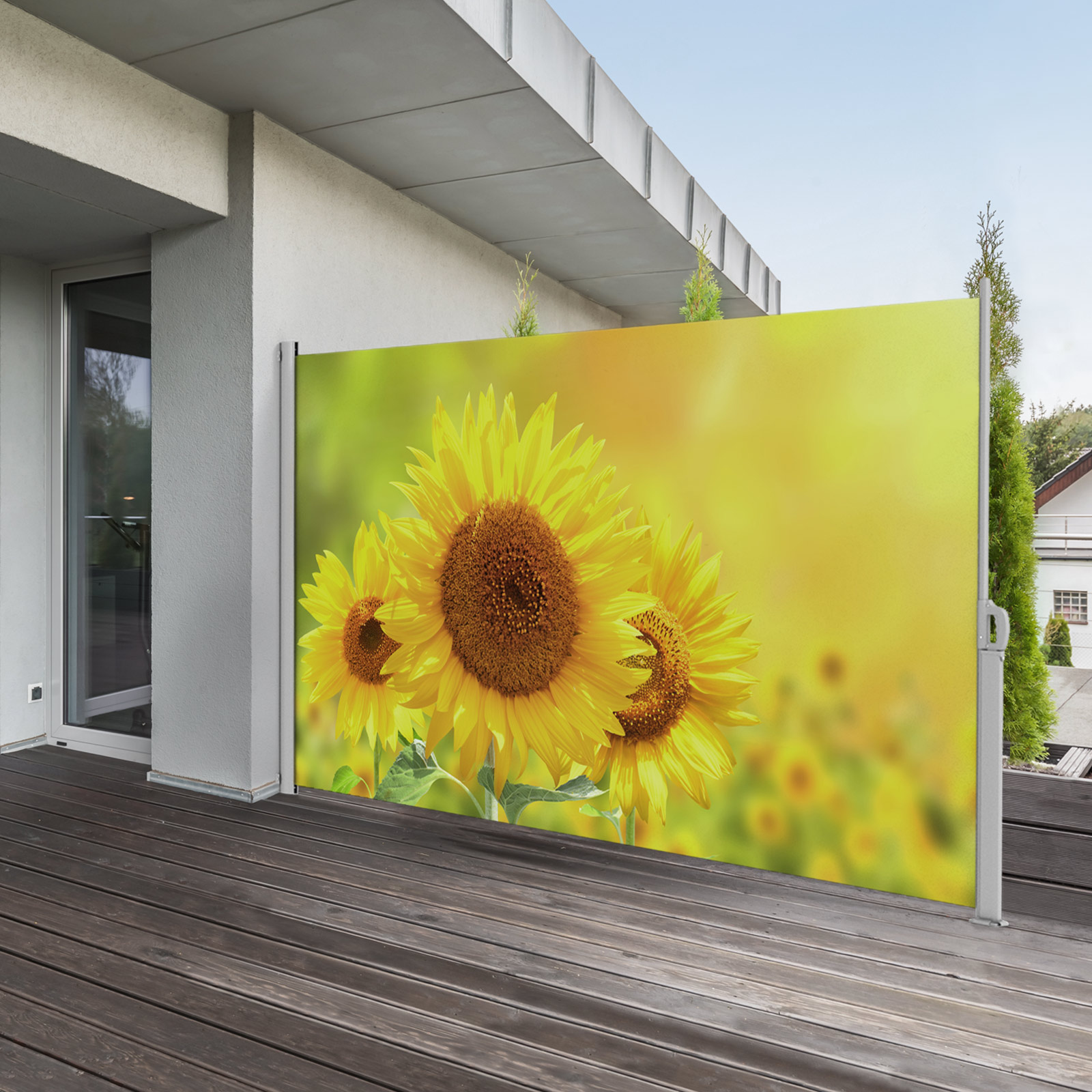 Store enroulable, cassette montable sur mur, visuel à recto gauche