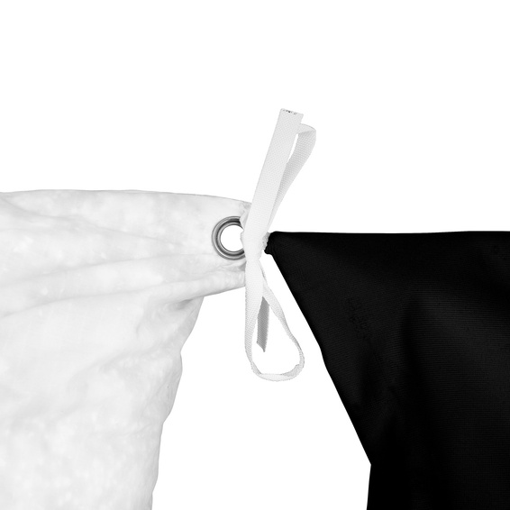 Pouf géant rectangulaire, fixation du garnissage à l’intérieur de la housse