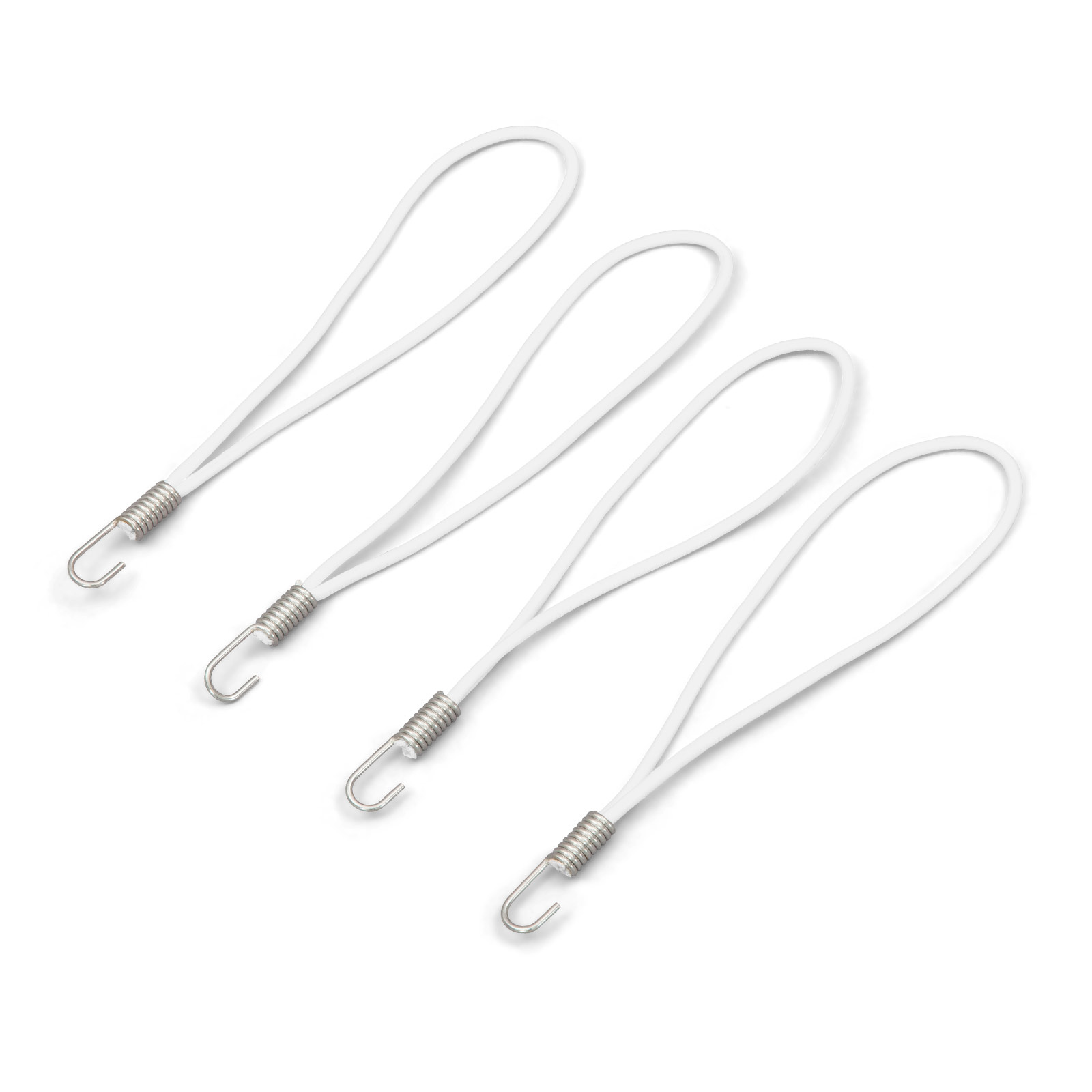 Sandows avec crochet acier inoxydable & boucle, 250 mm, blanc, lot de 4