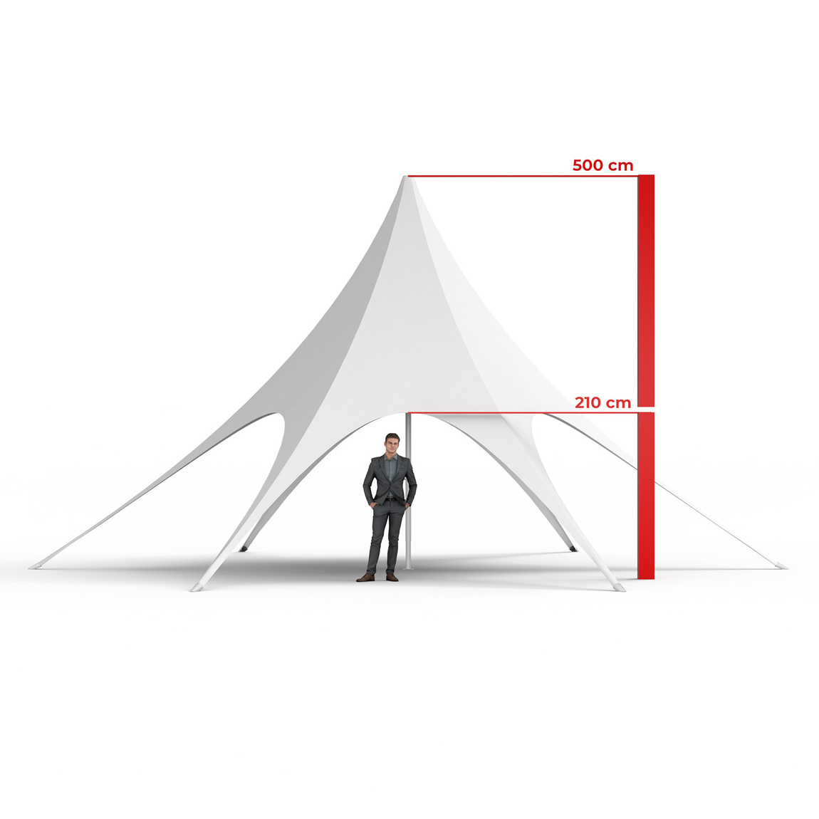 Pavillon en étoile / Tente en étoile, ø 10 m, sans impression, hauteur du système