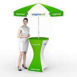 Table debout (ø 70 cm) avec housse & petit parasol au design assorti