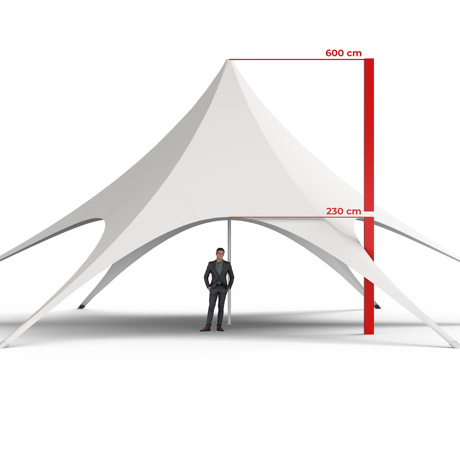 Pavillon en étoile / Tente en étoile, ø 17 m, sans impression, hauteur du système