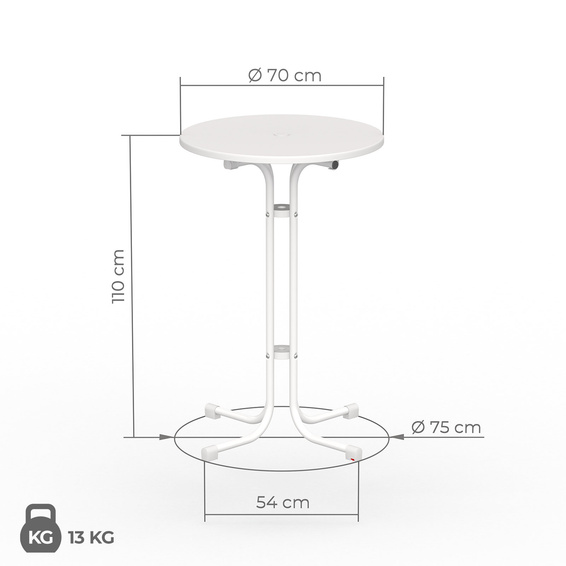 Dimensions table haute 70 cm de Vispronet