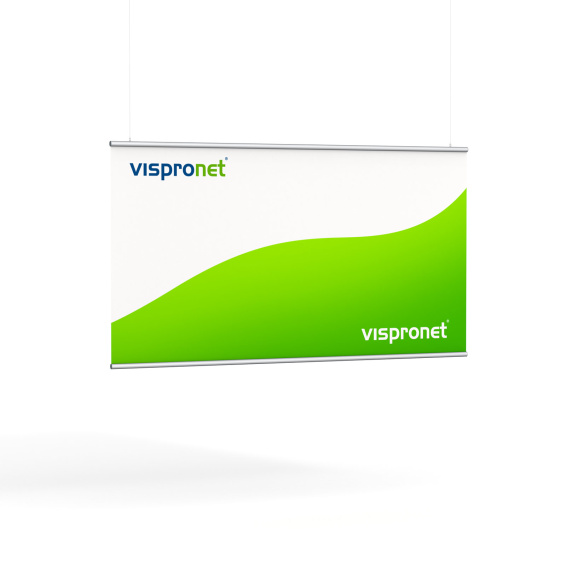 Bannière en tissu avec profil en aluminium Keder ø 16 mm en haut et en bas