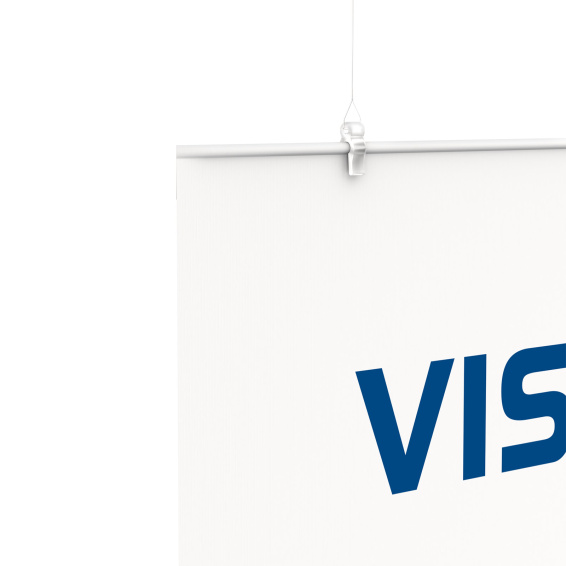 Bannière en tissu avec barre métallique collée et kit de fixation (inclus)