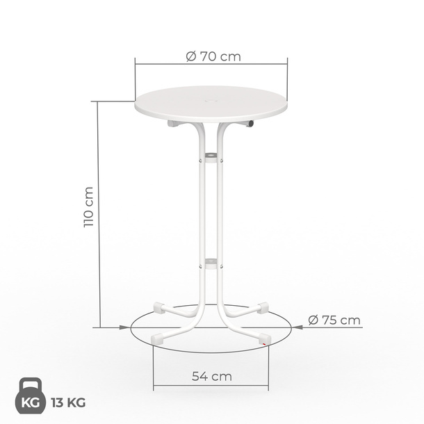 Dimensions table haute 70 cm de Vispronet