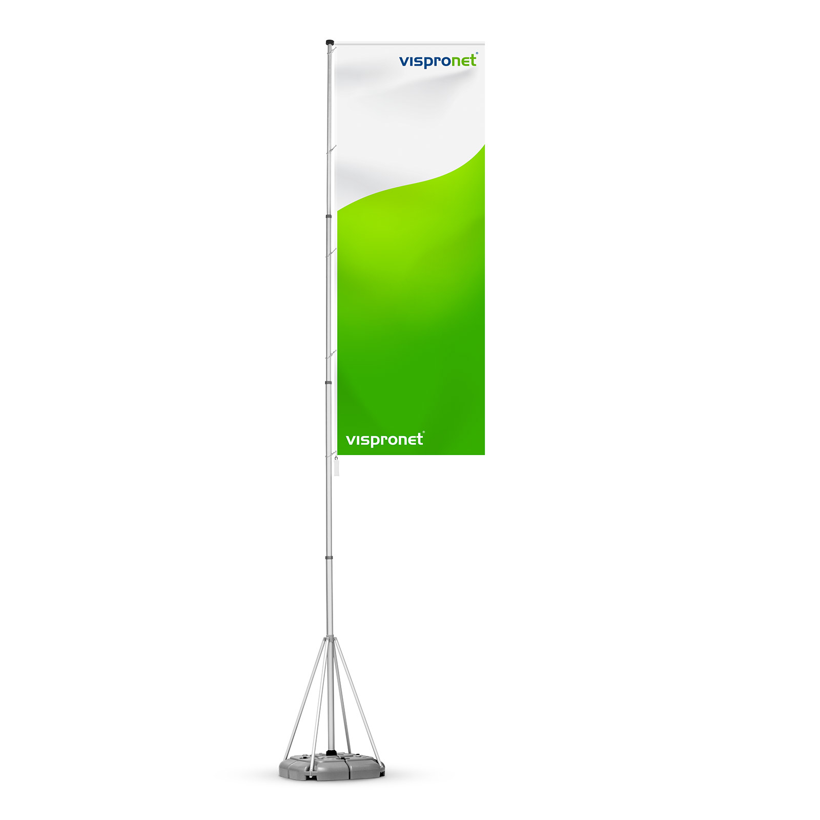 Mât de drapeau mobile T-Pole® 200 avec socle remplissable d'eau, capacité de 70 l