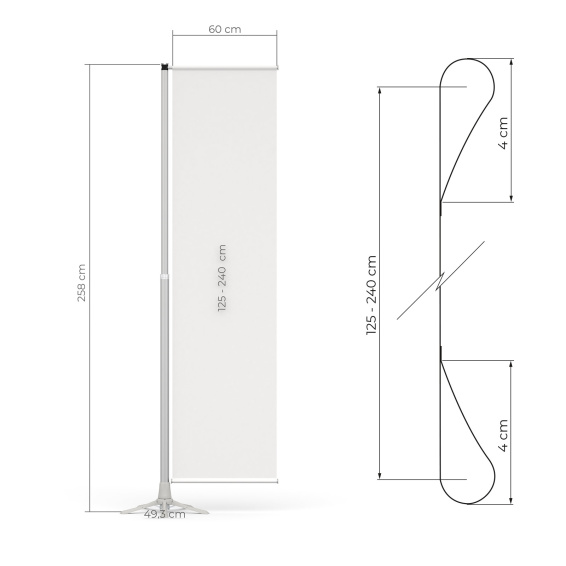 Convient pour des drapeaux : largeur 60 cm, hauteur 125 - 240 cm